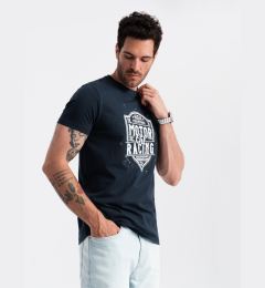 Снимка на Ombre Men's motorcycle style printed t-shirt - navy blue