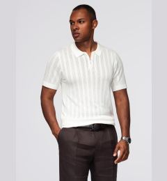 Снимка на Ombre Men's openwork polo shirt with zipper at neckline - white
