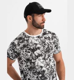 Снимка на Ombre Men's patterned cotton short sleeve T-shirt - white and black
