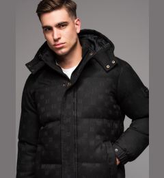 Снимка на Ombre Men's patterned jacquard puffer jacket - black