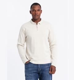 Снимка на Ombre Men's polo longsleeve with zippered collar - cream