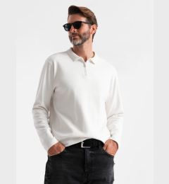 Снимка на Ombre Men's polo longsleeve with zippered collar - white