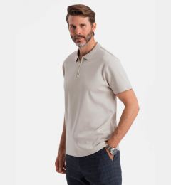 Снимка на Ombre Men's polo shirt with zippered collar - ash