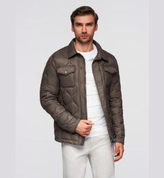 Снимка на Ombre Men's quilted jacket in shirt cut - khaki