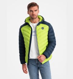 Снимка на Ombre Men's quilted nylon sports style jacket - lime green