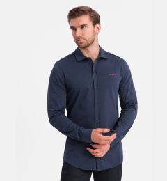 Снимка на Ombre Men's REGULAR cotton single jersey knit shirt - navy blue