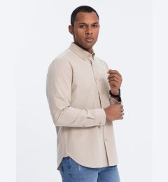 Снимка на Ombre Men's REGULAR FIT cotton shirt with pocket - beige