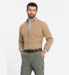 Снимка на Ombre Men's REGULAR FIT cotton shirt with pocket - light brown