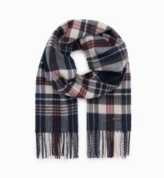 Снимка на Ombre Men's Scottish check fringed scarf - navy blue and cream