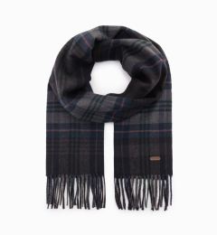 Снимка на Ombre Men's Scottish check scarf with tassels - black-gray