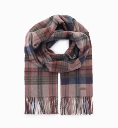 Снимка на Ombre Men's Scottish check scarf with tassels - brown and brick