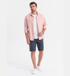 Снимка на Ombre Men's short shorts with structured knit elastic band - navy blue