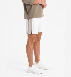 Снимка на Ombre Men's short sweat shorts with wide stripes - broken white