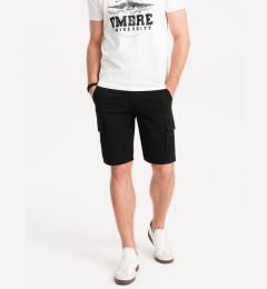 Снимка на Ombre Men's single color shorts with cargo pockets - black