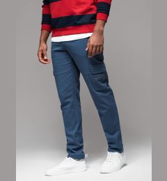 Снимка на Ombre Men's STRAIGHT LEG cargo pants with zippered pockets - dark blue