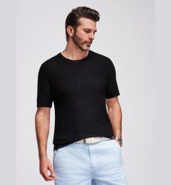 Снимка на Ombre Men's structured knitted t-shirt - black