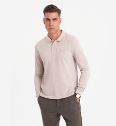 Снимка на Ombre Men's structured polo longsleeve with patch - ash