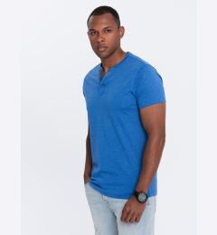 Снимка на Ombre Men's t-shirt with round henley neckline - blue