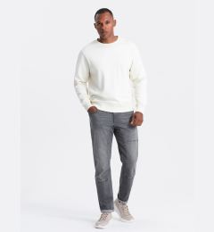 Снимка на Ombre Men's TAPER FIT denim pants with stitching and rolled up legs - gray