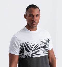 Снимка на Ombre Men's two-tone t-shirt with palm leaf print - graphite