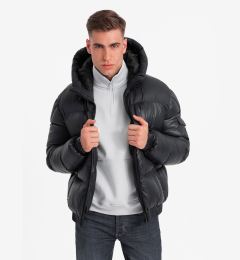 Снимка на Ombre Men's warm puffer jacket with welts - black
