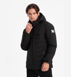 Снимка на Ombre Men's winter jacket with detachable hood - black