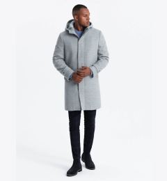 Снимка на Ombre Monochrome long men's hooded coat - grey melange