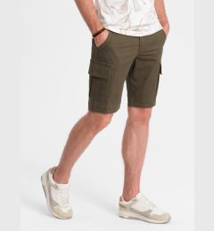 Снимка на Ombre One-color men's shorts with cargo pockets - dark olive