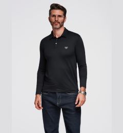 Снимка на Ombre Polo long sleeve shirt with elegant branded buttons - black