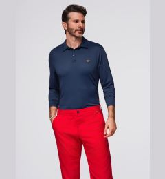 Снимка на Ombre Polo long sleeve shirt with elegant branded buttons - navy blue