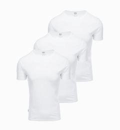 Снимка на Ombre Set of men's BASIC cotton shirts with round neckline - 3x white
