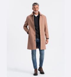 Снимка на Ombre Single-breasted men's long coat with collar and bolster - brown