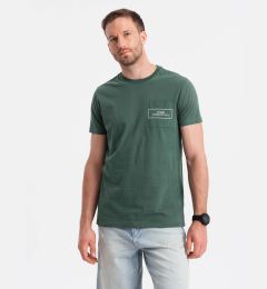Снимка на Ombre Streetstyle men's cotton t-shirt with pocket print - dark green