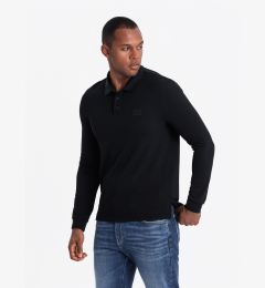 Снимка на Ombre Structured men's polo longsleeve with patch - black
