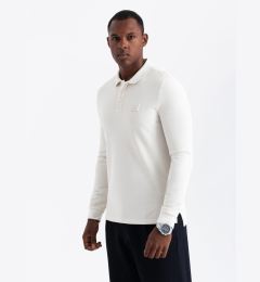 Снимка на Ombre Structured men's polo longsleeve with patch - white