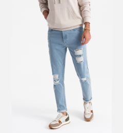Снимка на Ombre Wash men's TAPER FIT denim pants with rubbing - blue