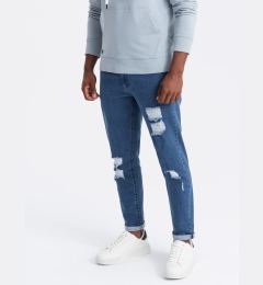 Снимка на Ombre Washable men's TAPER FIT denim pants with rubbing - blue
