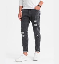 Снимка на Ombre Washable men's TAPER FIT denim pants with rubbing - graphite