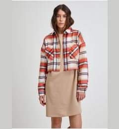 Снимка на Orange-Beige Checkered Cropped Shirt Noisy May Flanny - Women