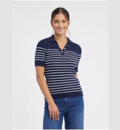 Снимка на Orsay Dark Blue Women Striped Knitted Polo T-Shirt - Women