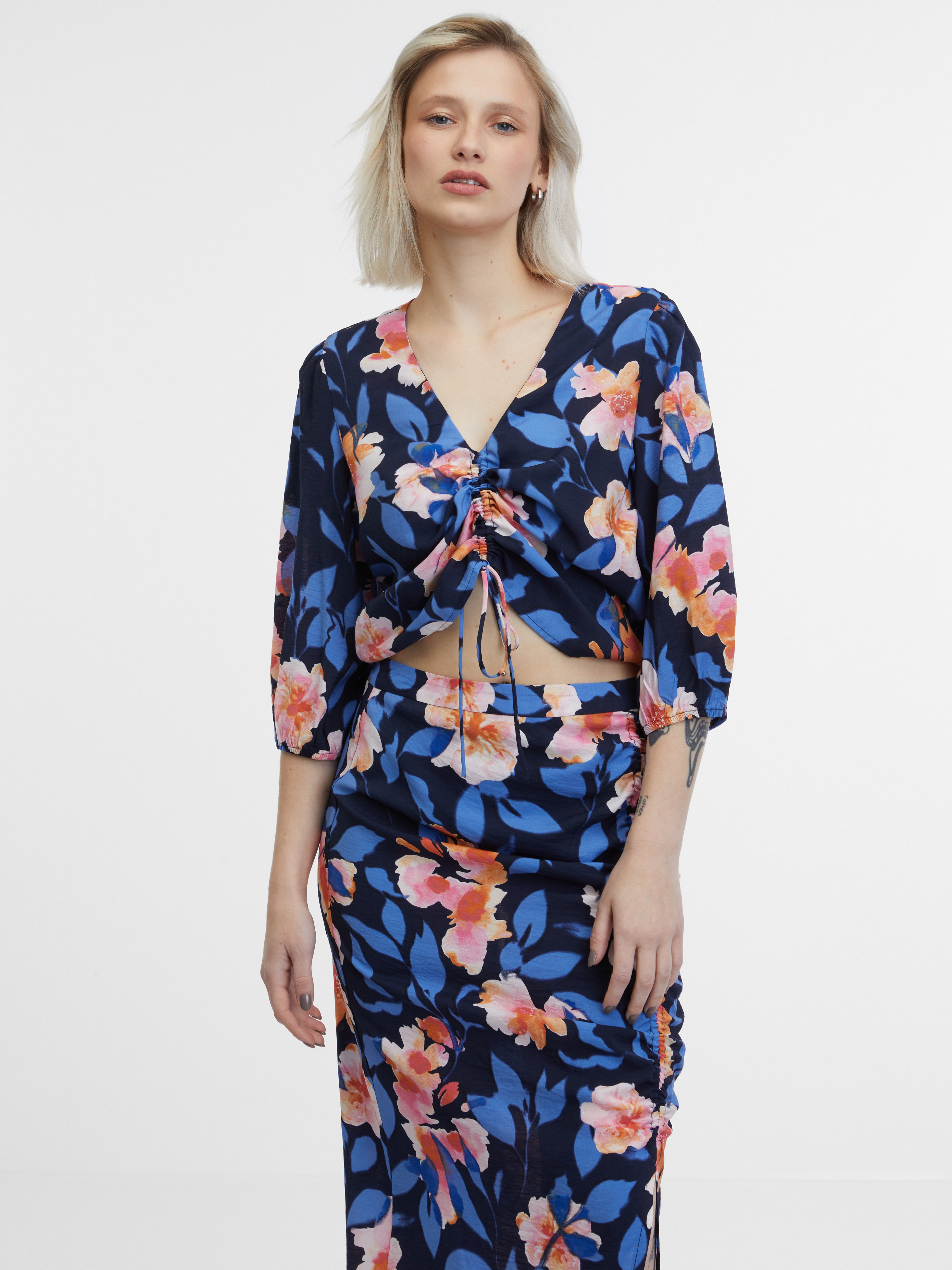 Снимка на Orsay Dark blue women's floral blouse - Women