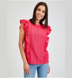 Снимка на Orsay Dark pink women's t-shirt with ruffles - Women's