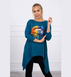Снимка на Oversize blouse with a rainbow print marine
