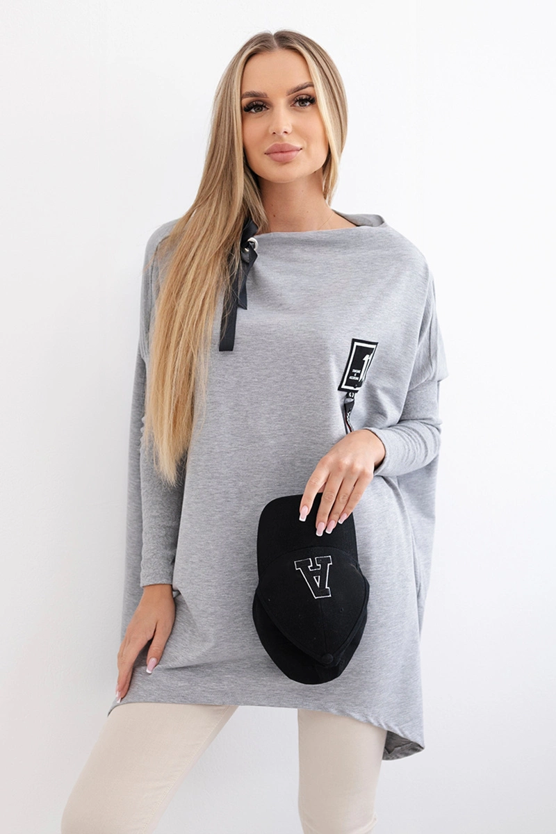Снимка на Oversize sweatshirt with asymmetrical sides in gray color
