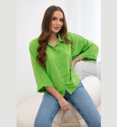 Снимка на Oversized blouse with button fastenings in light green color