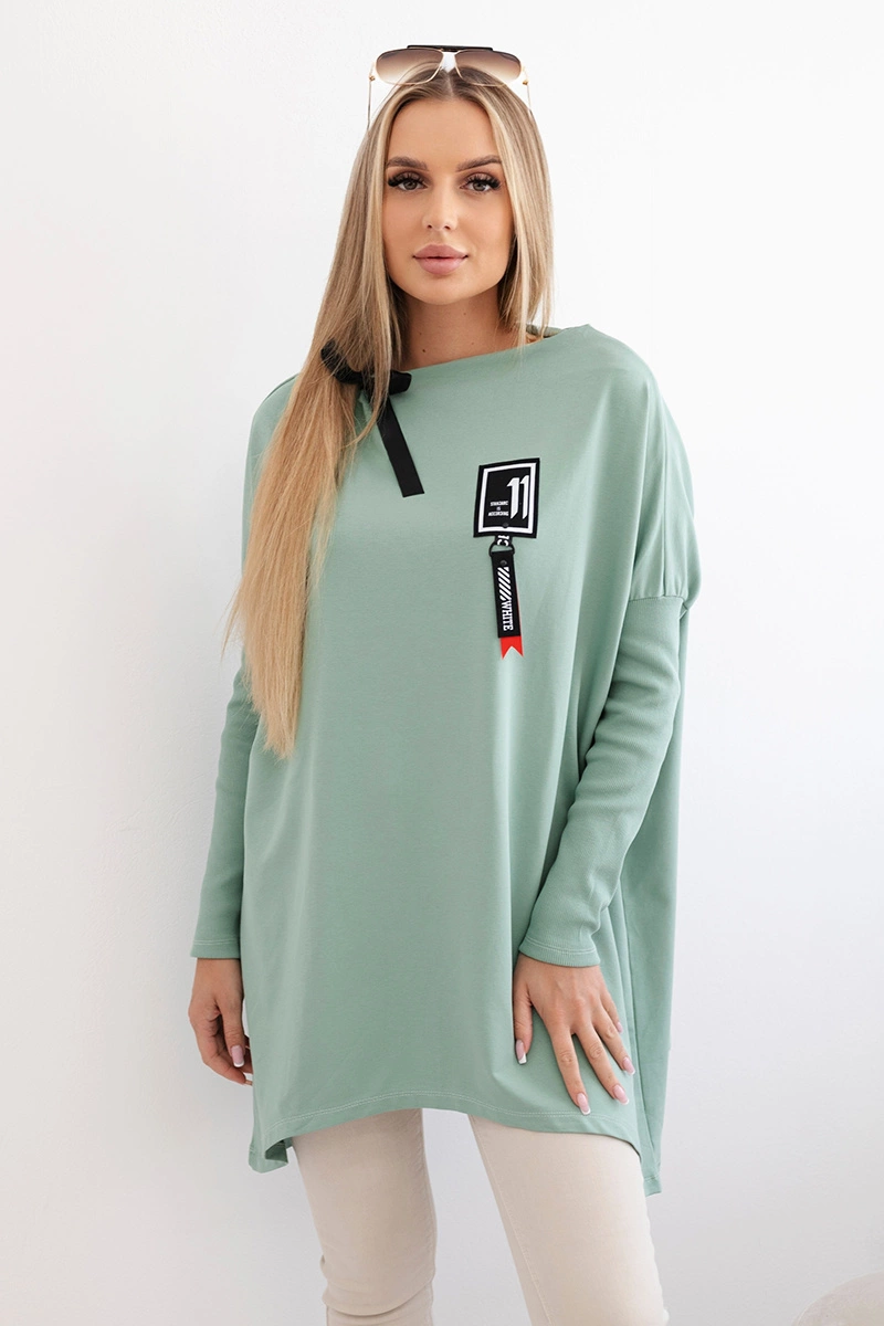 Снимка на Oversized sweatshirt with asymmetrical sides dark mint