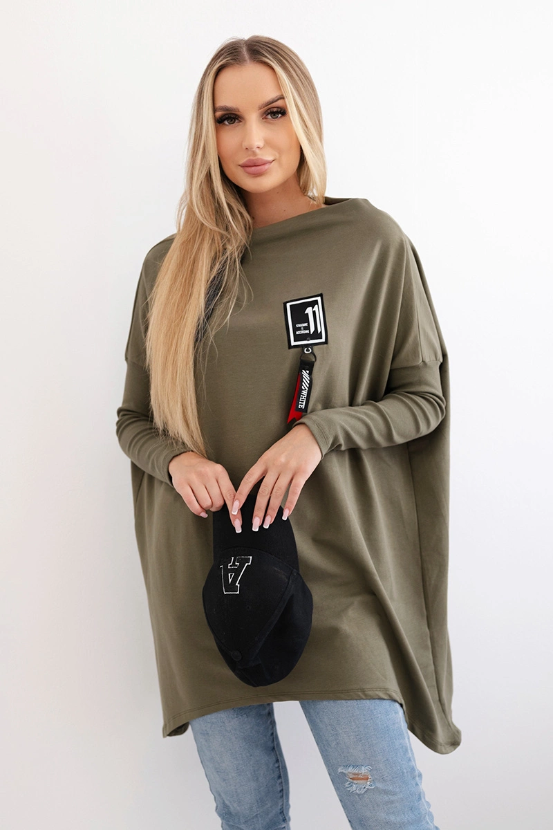Снимка на Oversized sweatshirt with asymmetrical sides khaki