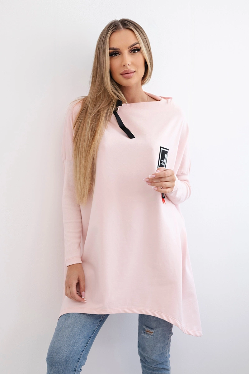 Снимка на Oversized sweatshirt with asymmetrical sides powder pink