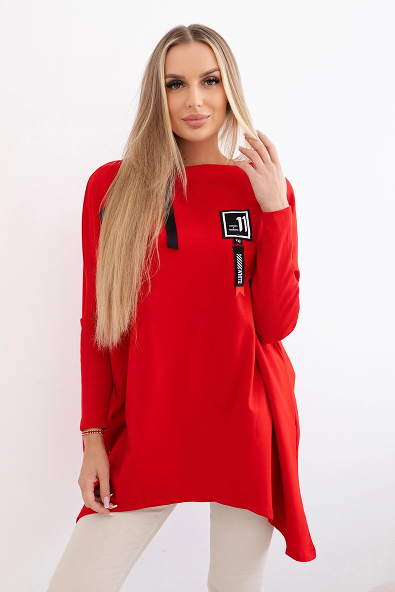 Снимка на Oversized sweatshirt with asymmetrical sides red