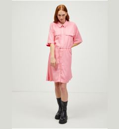 Снимка на Pink shirt dress with linen blend VERO MODA Haf - Women's